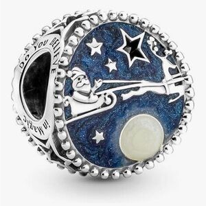 Christmas slide charm with Santa and sleigh Sterling 925 stamped fits Pandora